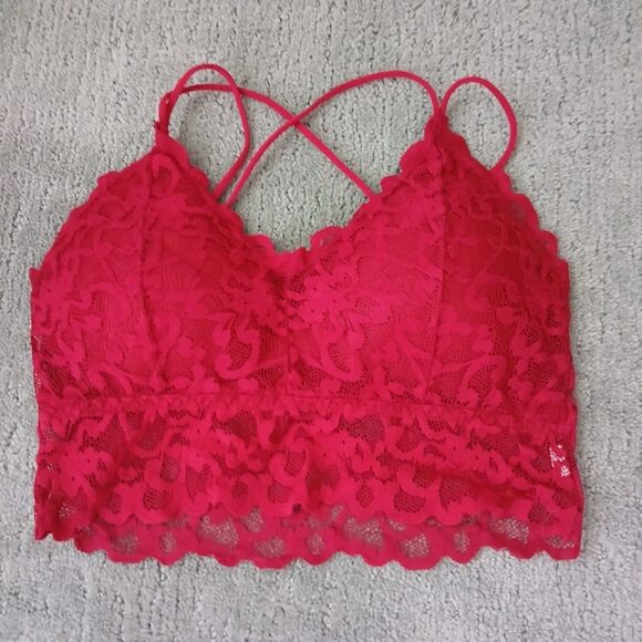 Lingerie Set Bralette Bra Boy Short Panty Medium Maroon Lace Sleepwear Nightwear - Picture 3 of 10